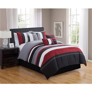 Ensemble de couettte Honolulu Home Fashions rouge pour grnad lit , 7 pièces
