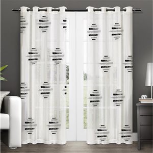 Paire de panneaux de rideaux Wexford par Honolulu Home Fashions semi-transparents en polyester, blancs, L 95 po X l 54 po