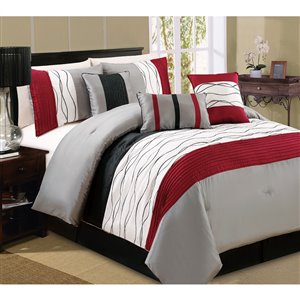 Ensemble de couettte Honolulu Home Fashions rouge, 7 pièces pour grand lit