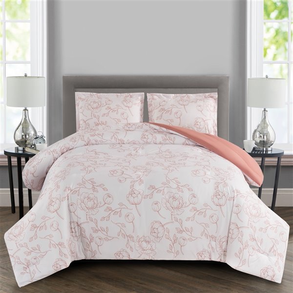 Honolulu Home Fashions 3 Piece Pink, Light Pink King Size Bedding