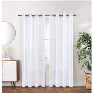Paire de panneaux de rideau par Honolulu Home Fashions semi-transparent en polyester, blancs, 84 po L X 54 po l