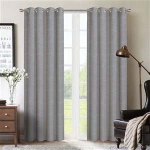 Paire de panneaux de rideaux Berks par Honolulu Home Fashions occultants en polyester, gris, L 95 po X l 54 po