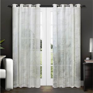 Paire de panneaux de rideaux Midleton par Honolulu Home Fashions semi-transparents en polyester, blancs, 84 po L X 54 po l