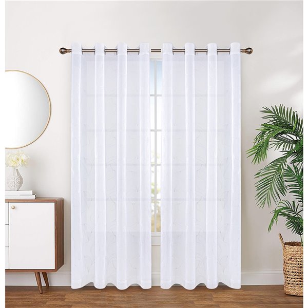 Honolulu Home Fashions Arklow 84 In L X, White Cotton Curtains 84