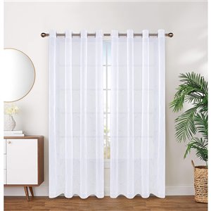 Paire de panneaux de rideaux Arklow de Honolulu Home Fashions semi-transparents en polyester, blancs, 84 po L X 54 po l