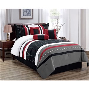 Ensemble de couettte Honolulu Home Fashions noir, 7 pièces pour grand lit