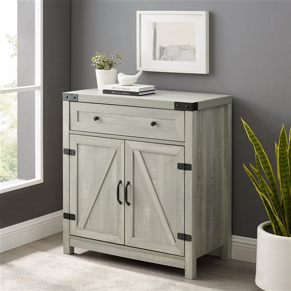 Walker Edison 30-in Farmhouse Barn Door Accent Cabinet - Stone Grey ...