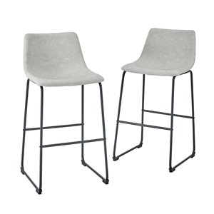 Walker Edison 2-Pack Grey Bar Height (27-in To 35-in) Upholstered Bar Stool