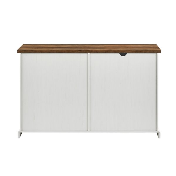 Walker Edison 56-in Sliding X Barn Door Sideboard - Reclaimed Barnwood/Brushed White