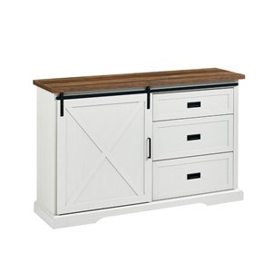 Walker Edison 56-in Sliding X Barn Door Sideboard - Reclaimed Barnwood/Brushed White