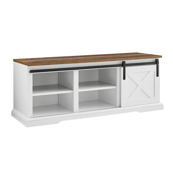 Walker Edison 48-in Sliding Barn Door Entry Bench with Storage - White ...