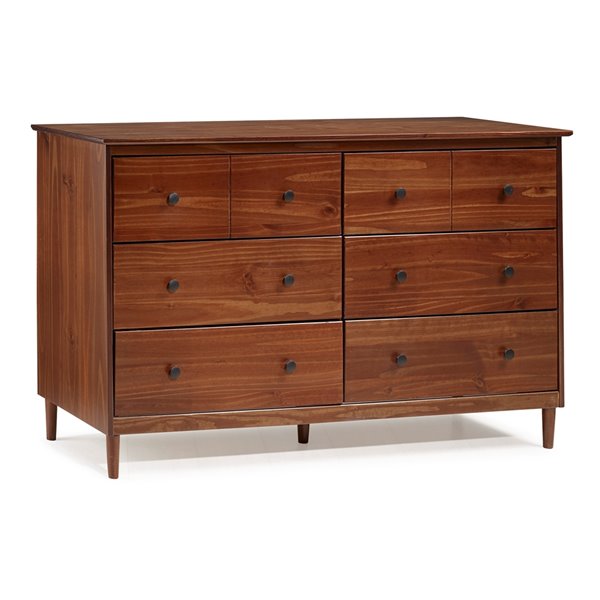 Walker Edison Walnut Pine 6drawer Dresser LWR6DDDRWT RONA