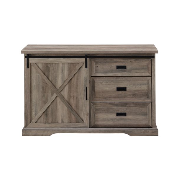 Walker Edison 56-in Sliding X Barn Door Sideboard - Grey Wash