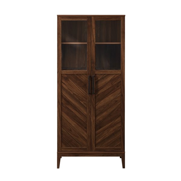 Walker Edison 68-in Chevron Storage Cabinet - Dark Walnut