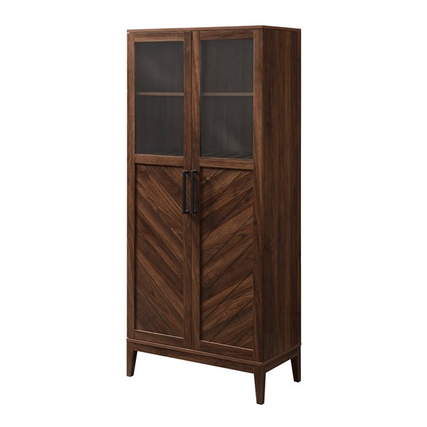 Walker Edison 68-in Chevron Storage Cabinet - Dark Walnut