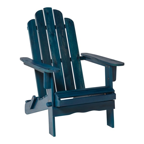 Walker Edison Navy Blue Wash Wood Stationary Adirondack Chair with ...