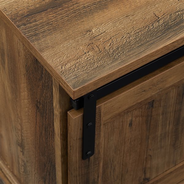 Walker Edison 48-in Sliding Grooved Door Entry Bench with Storage - Reclaimed Barnwood