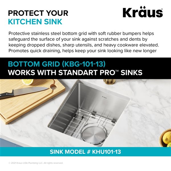 Kraus 12.63-in X 10.63-in Stainless Steel Sink Grid