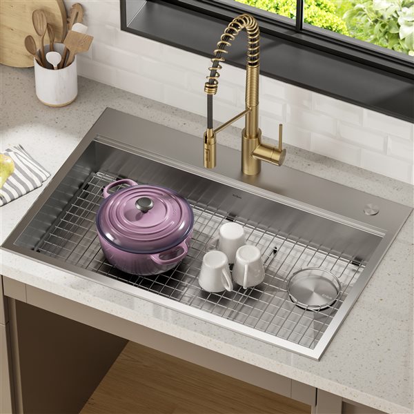 Kraus ADA 33-in Topmount Stainless Steel Kitchen Sink with Accessories