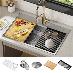 Kraus ADA 33-in Topmount Stainless Steel Kitchen Sink with Accessories