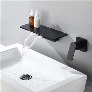 Kinwell Sink Faucet 1-handle Wall-mount Bathroom Sink Faucet in Matte Black
