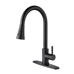 Kinwell Sink Faucet Black 1-handle Single Hole Bathroom Sink Faucet Deck Plate Included