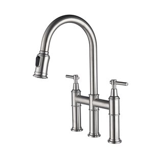 Kinwell Sink Faucet Brushed Nickel 2-handle Wall-mount Bathroom Sink Faucet