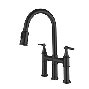 Kinwell Sink Faucet Matte Black 2-handle Wall-mount Bathroom Sink Faucet