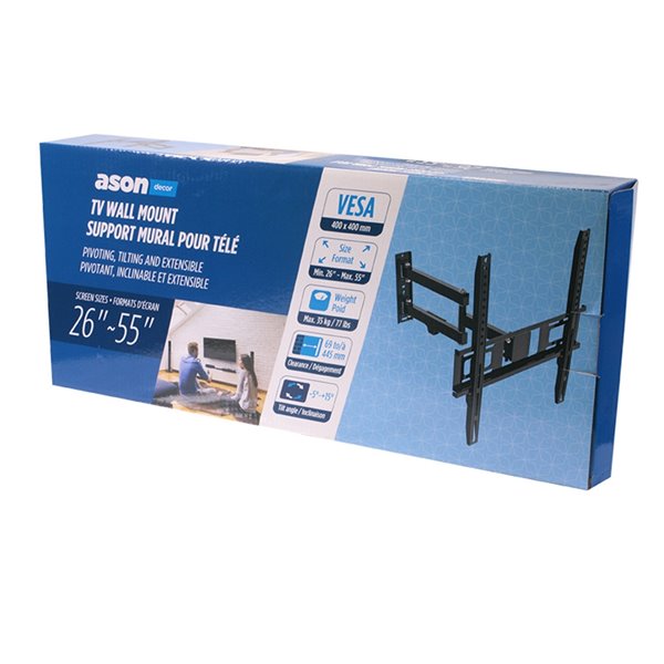 Ason Decor 26-in to 55-in Full Motion TV Mount Fits - Extensible (Hardware Included)