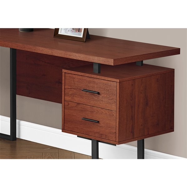 Monarch Specialties 47.25-in Cherry Brown Modern/Contemporary L-Shaped Desk
