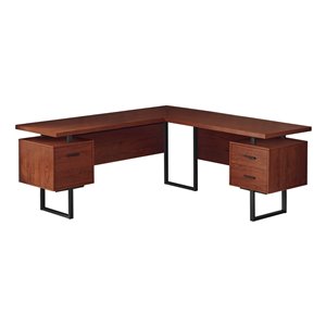 Monarch Specialties 47.25-in Cherry Brown Modern/Contemporary L-Shaped Desk