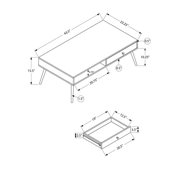 Monarch Specialties Walnut Wood-Look Composite Coffee Table