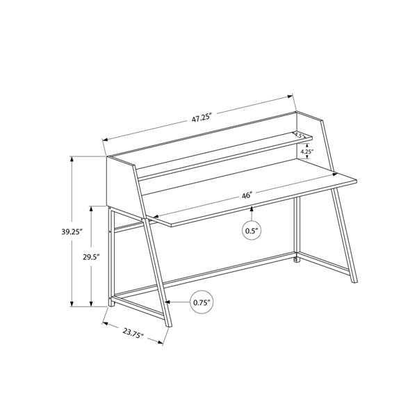 Monarch Specialties 46-in Black Modern/Contemporary Computer Desk