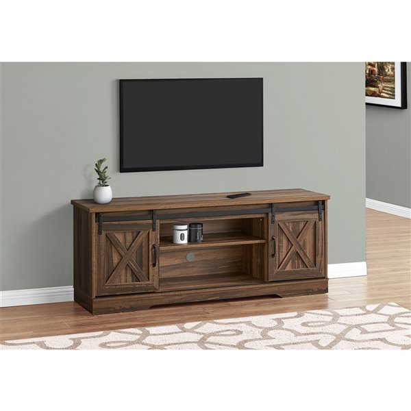 MONARCH SPECIALTIES Meuble télé en coin Monarch avec 2 tablettes, faux bois  taupe foncé, 42 po