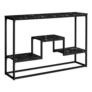 Monarch Specialties 31.75-in x 48-in Black Faux Marble Eclectic Console Table