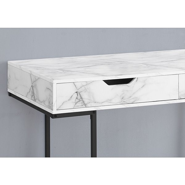 Monarch Specialties 47.25-in White Faux Marble Modern/Contemporary Computer Desk