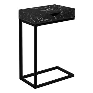 Table d'appoint rectangulaire éclectique en forme de C par Monarch Specialties en composite noir