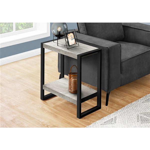 Monarch Specialties Grey Composite Rectangular Accent Side Table