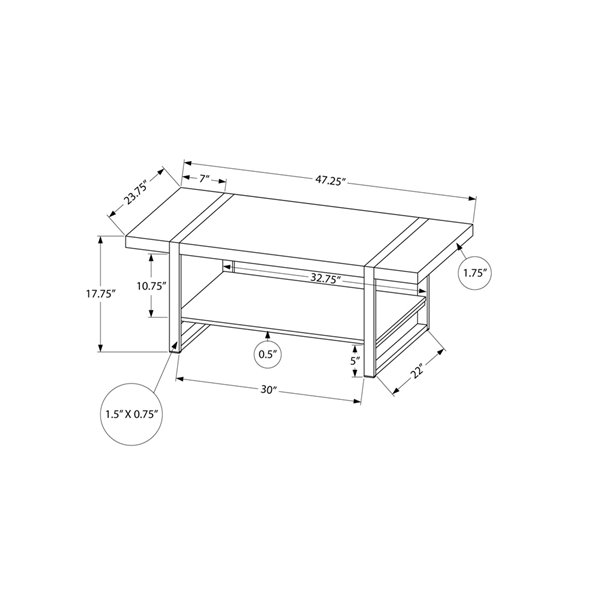 Monarch Specialties Grey Composite Coffee Table