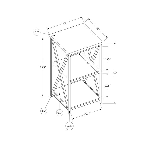 Monarch Specialties Black Composite Square End Table