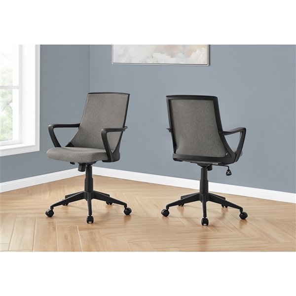 Monarch Specialties 1 Black/Dark Grey Contemporary Adjustable Height Swivel Desk Chair