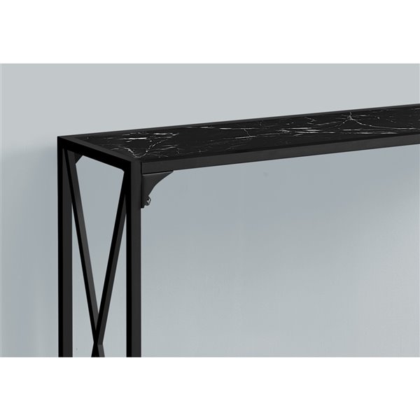 Monarch Specialties 32-in x 48-in Black Faux Marble Eclectic Console Table