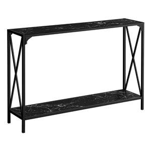 Monarch Specialties 32-in x 48-in Black Faux Marble Eclectic Console Table