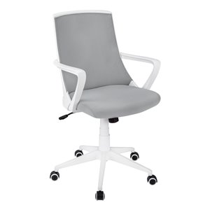 Monarch Specialties 1 White/Grey Contemporary Adjustable Height Swivel Desk Chair