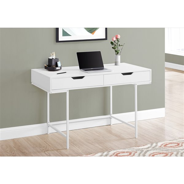 Bureau d'ordinateur moderne/contemporainMonarch Specialties de 47,25 po, blanc