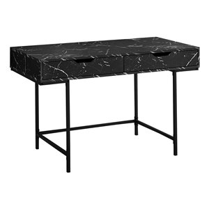 Monarch Specialties 47.25-in Black Faux Marble Modern Computer Desk