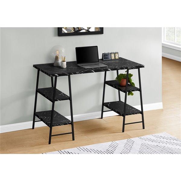 Bureau d'ordinateur moderne noir Monarch Specialties de 47,25 po