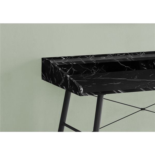Monarch Specialties 47.25-in Black Faux Marble Modern/Contemporary Computer Desk