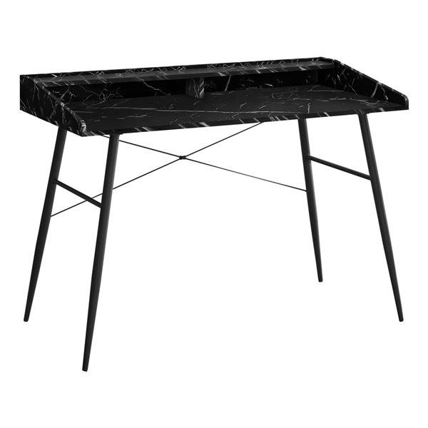 Monarch Specialties 47.25-in Black Faux Marble Modern/Contemporary Computer Desk