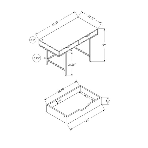 Monarch Specialties 47.25-in Black Modern/Contemporary Computer Desk